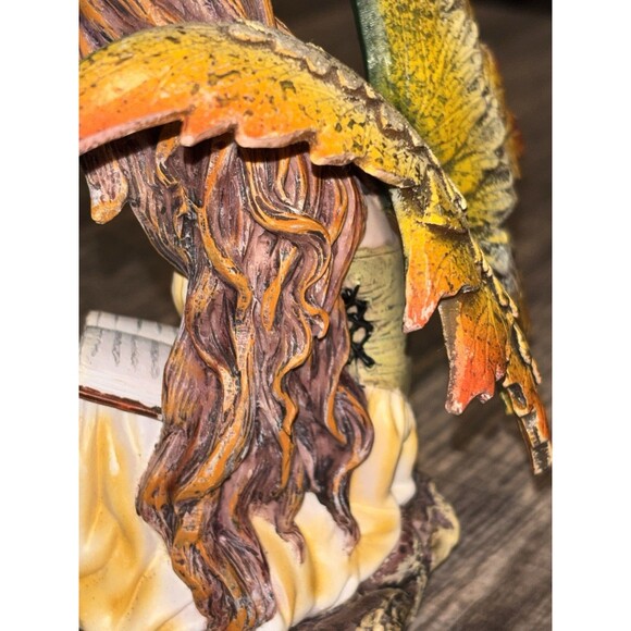 Fantasy Bookworm Fairy Yellow and Green Winged Figurine - Picture 16 of 16